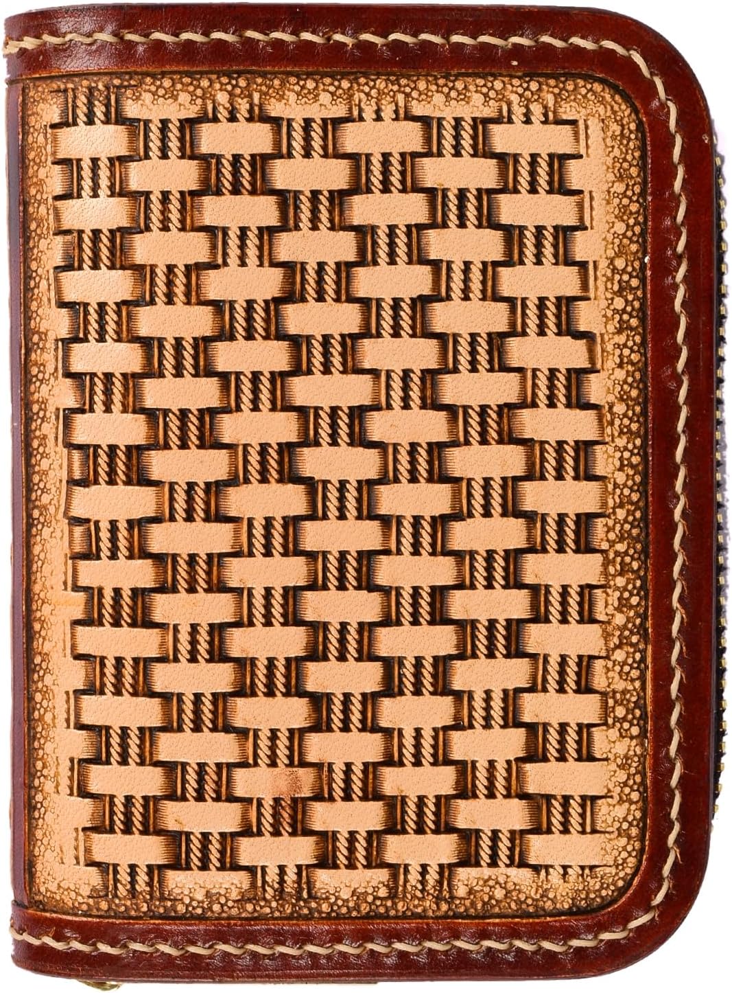 HOTSmall Credit Card Holder RFID Blocking Wallet Women Handmade Floral Carved Leather Zipper Around Security Western Wallets for Women tarjeteros monederos de mujer