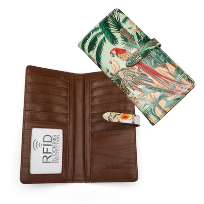 HOTSlim Wallets for Women Credit Card Holder RFID Bifold Clutch Long Ladies Billfold Wallets with Zipper Coin Pocket ID Window Fireworks