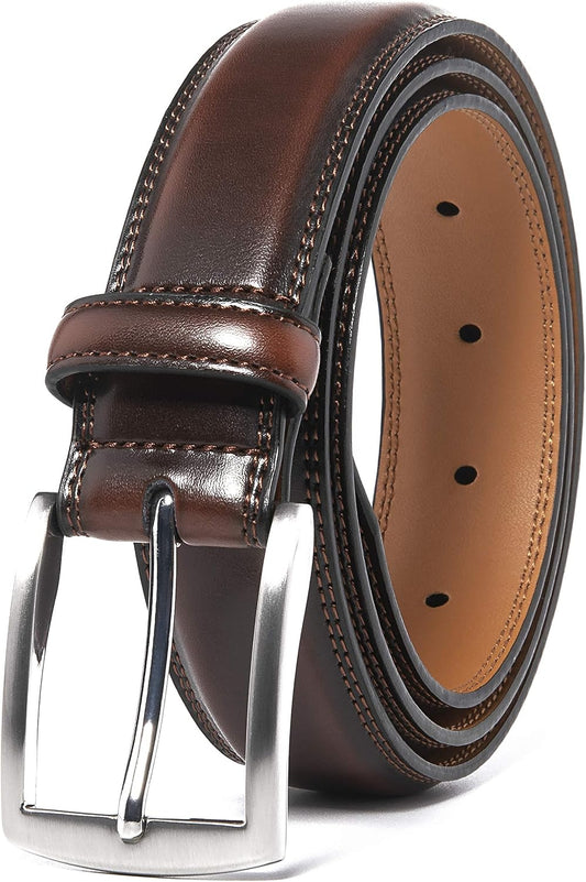 HOTFabio Valenti Genuine Leather Dress Belts For Men - Mens Belt For Suits, Jeans, Uniform With Single Prong Buckle