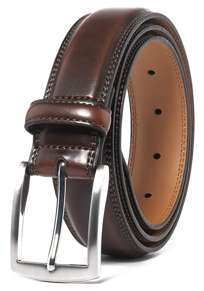HOTFabio Valenti Genuine Leather Dress Belts For Men - Mens Belt For Suits, Jeans, Uniform With Single Prong Buckle