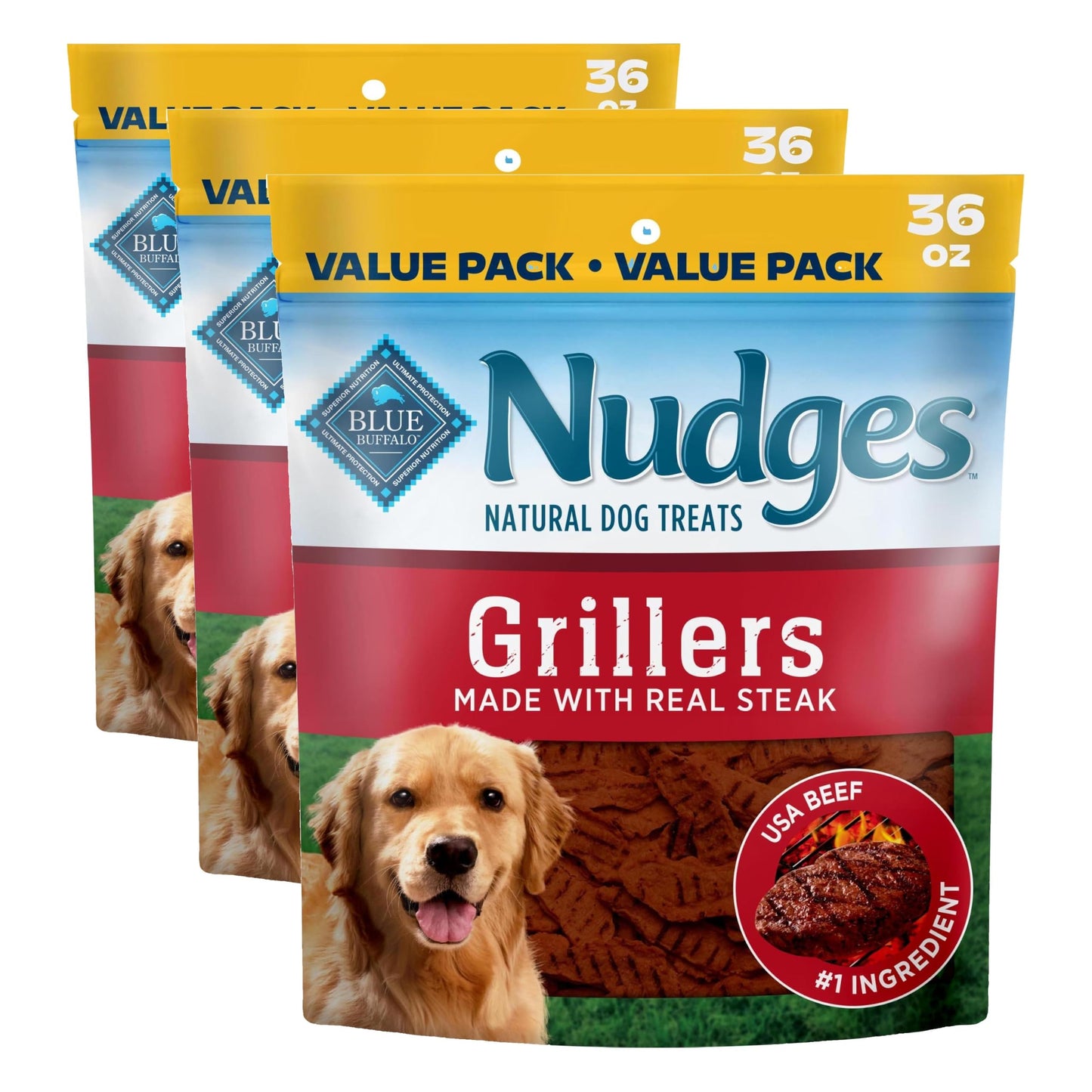 HOTBlue Buffalo Nudges Chicken Grillers Natural Dog Treats, Tender & Meaty Dog Snacks, Easy-To-Tear for Training, Made in the USA with Real Chicken, No Artificial Preservatives, 16 oz.