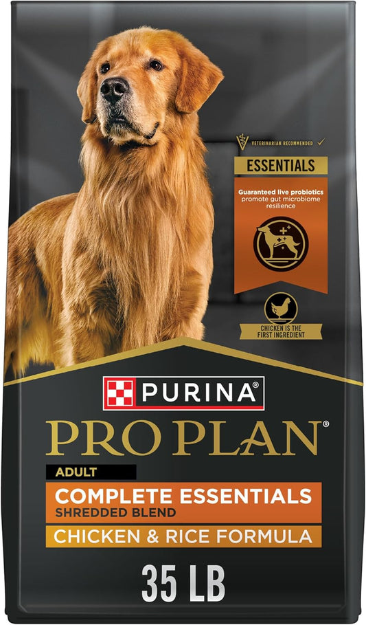 HOTPurina Pro Plan Complete Essentials Shredded Blend Chicken and Rice Dog Food Dry Formula with Probiotics for Dogs - 35 lb. Bag