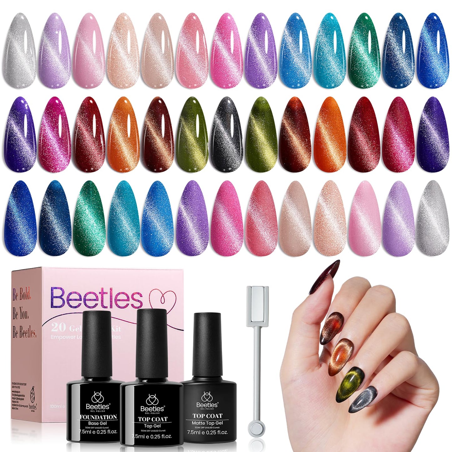 HOTBeetles Gel Nail Polish Kit with U V Light - 80Pcs 55 Colors Gel Nail Kit | Color Enchantment with Everything Base Top Coat Beginner Starter at Home Nails Kit Manicure DIY Salon Tools Gifts for Women