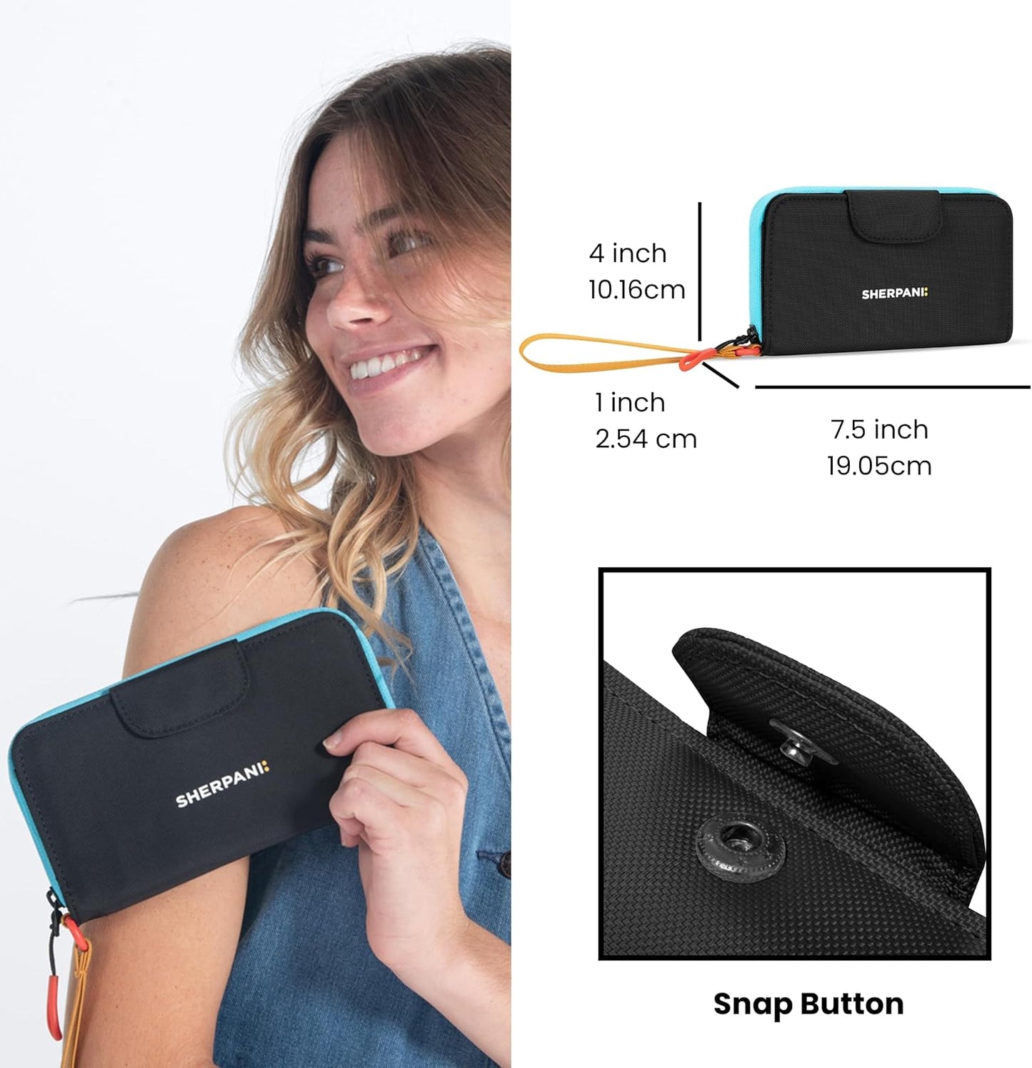 HOTSherpani Tulum, Nylon Zip Around Wallet, Wristlet, Purse with Card Holder Organizer for Women | Lightweight Wallet with Clear ID Window, Small Pouch, Card Cash Holder Organizer, RFID Protection, Clutch for Travel Gift