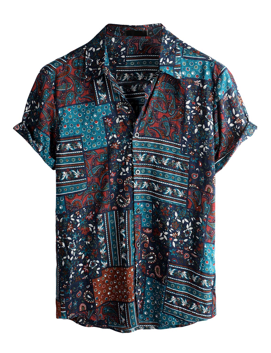 HOTVATPAVE Mens Casual Short Sleeve Button Down Shirts Regular Fit Hawaiian Summer Shirt