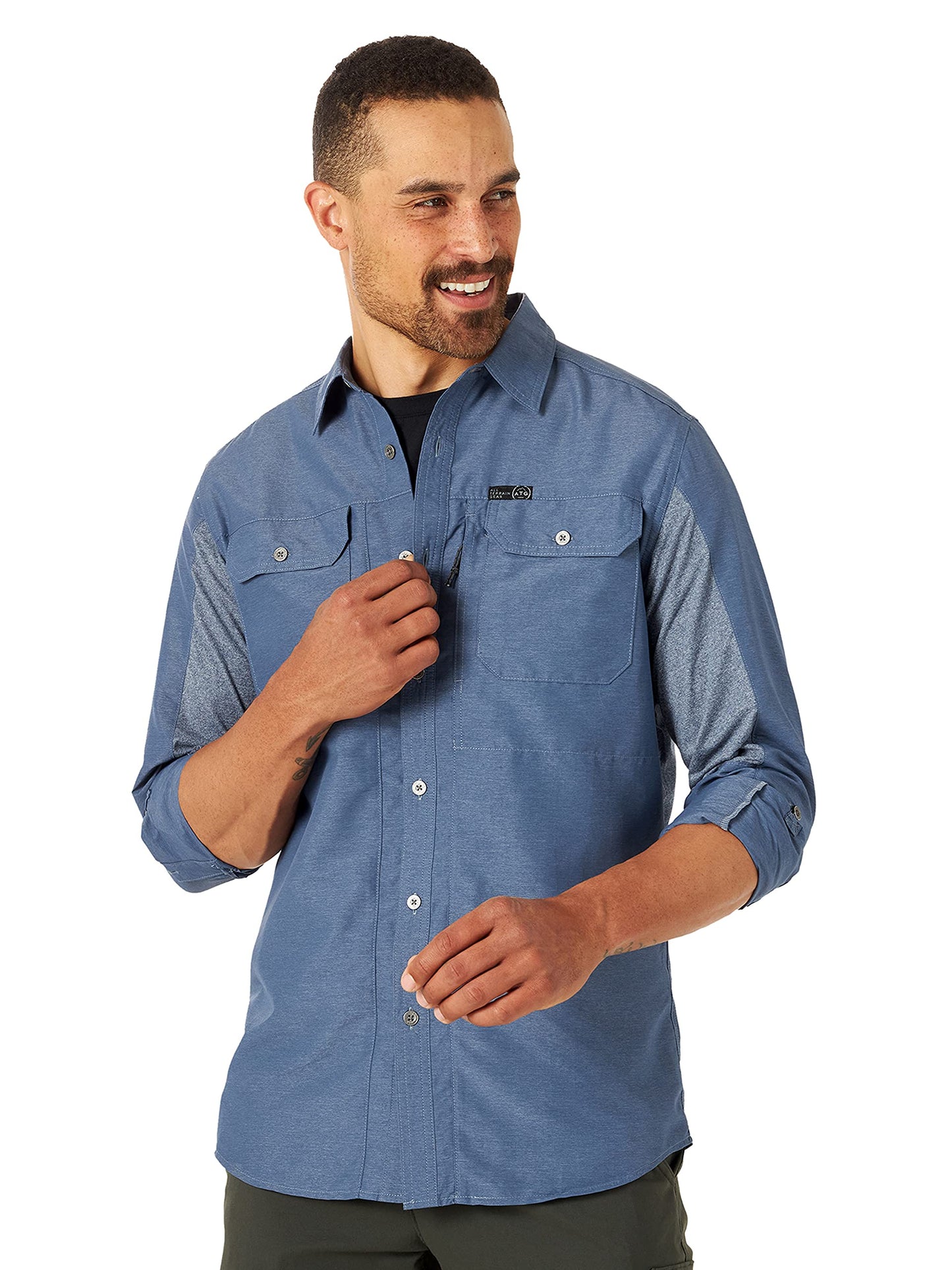 HOTATG by Wrangler Men's Long Sleeve Mixed Material Shirt
