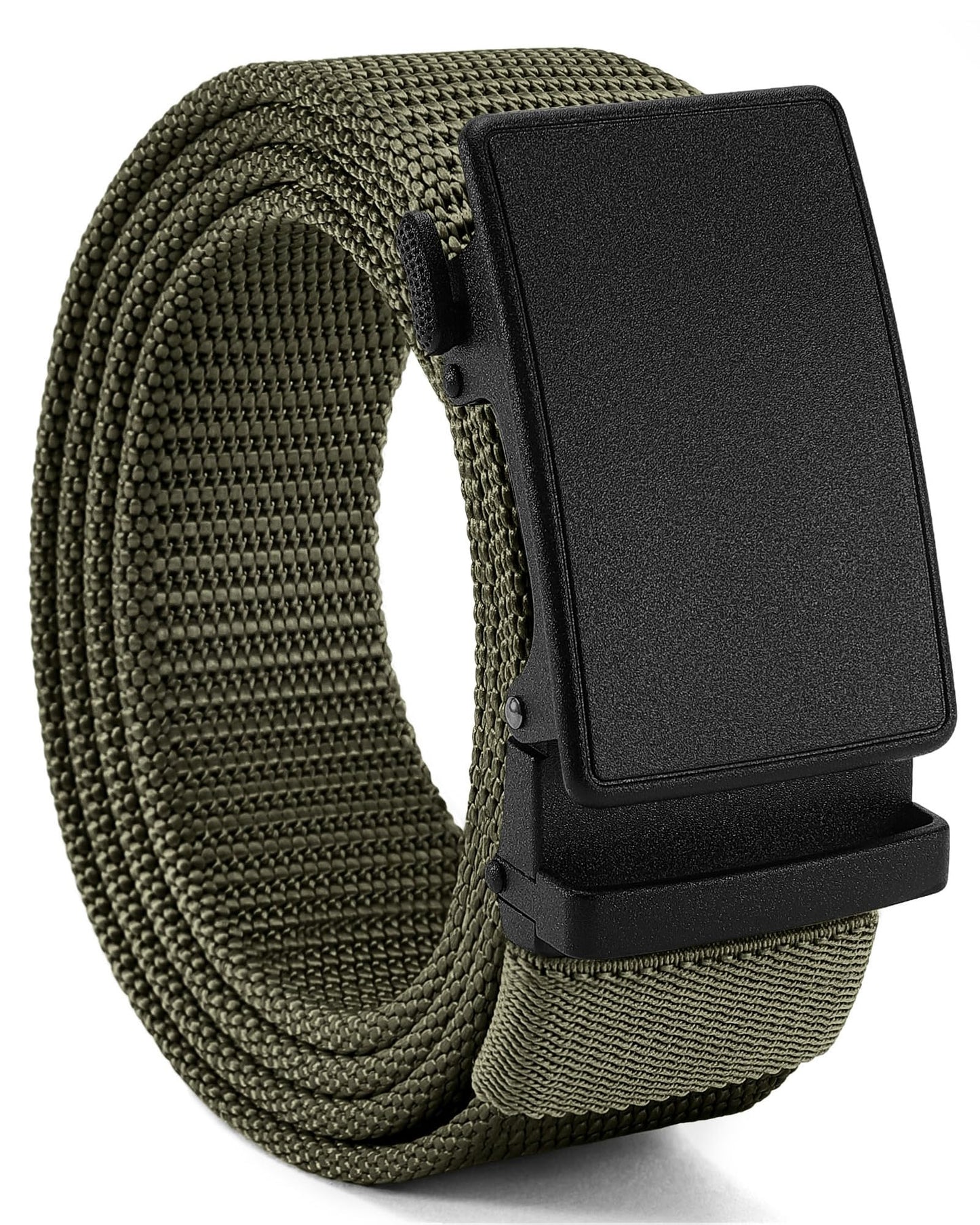 HOTCHAOREN 1.5" Nylon Ratchet Belts for Men - Adjustable Casual Work Belt with Slide Buckle - Trim to Fit