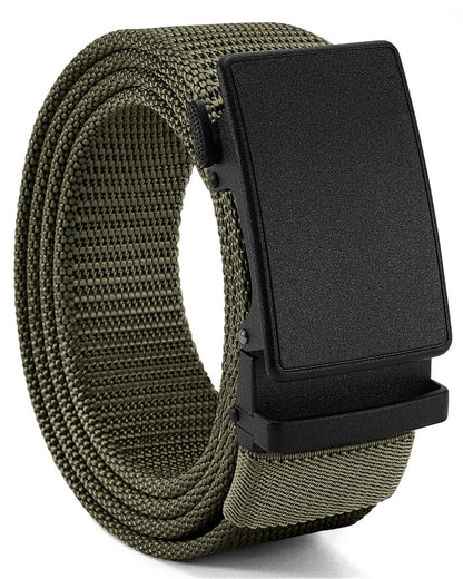 HOTCHAOREN 1.5" Nylon Ratchet Belts for Men - Adjustable Casual Work Belt with Slide Buckle - Trim to Fit