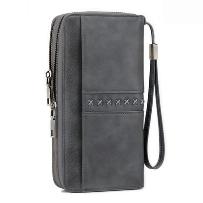 HOTLarge Capacity Women's Leather Wallet - RFID Blocking Double Zipper Around Wristlet Clutch Credit Card Holder