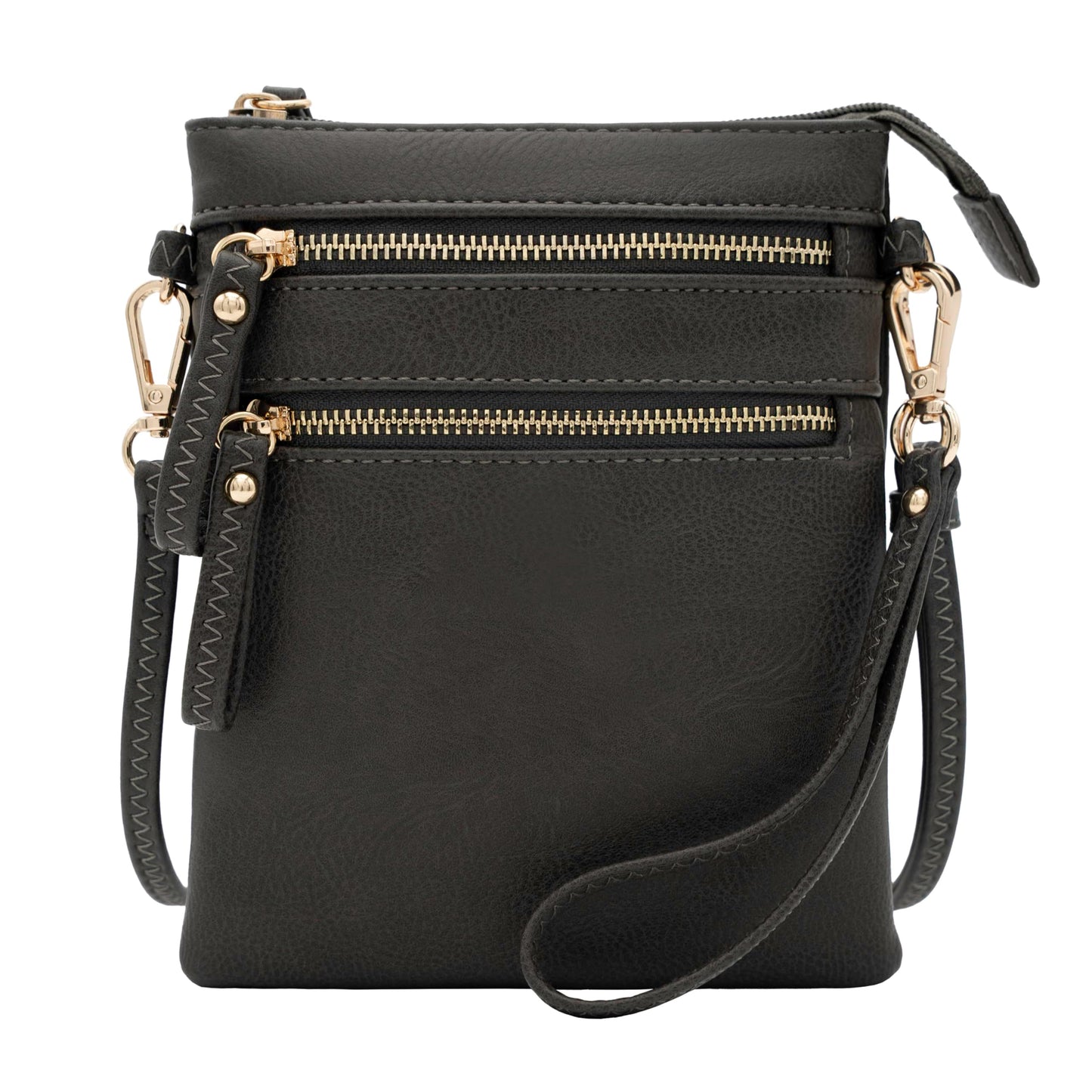 HOTSolene Small Crossbody Bag for Women, Multi Zip Pockets with Detachable Wristlet, Lightweight Travel Purse, Cell Phone Pouch