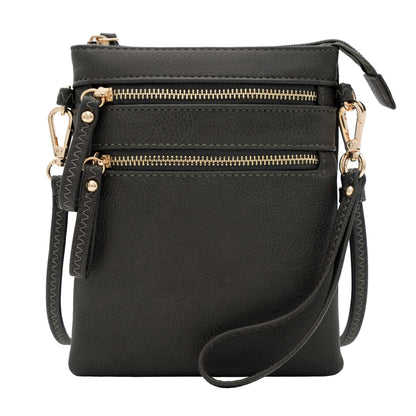 HOTSolene Small Crossbody Bag for Women, Multi Zip Pockets with Detachable Wristlet, Lightweight Travel Purse, Cell Phone Pouch