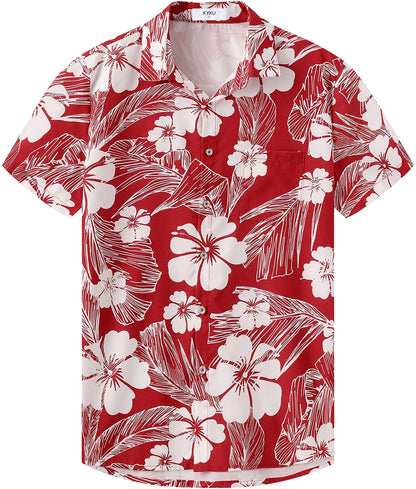 HOTKYKU Hawaiian Shirt for Men: Beach Vacation Summer Short Sleeve Button Down Mens Shirts Casual Stylish