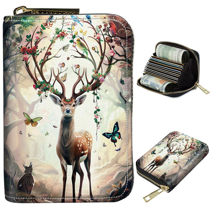 HOTCute Credit Card Holder with Zipper, Crow Skull RFID-Blocking Card Case Small Wallet for Women Men, Multi-slot Card Organizer Case Travel Accordion Wallet
