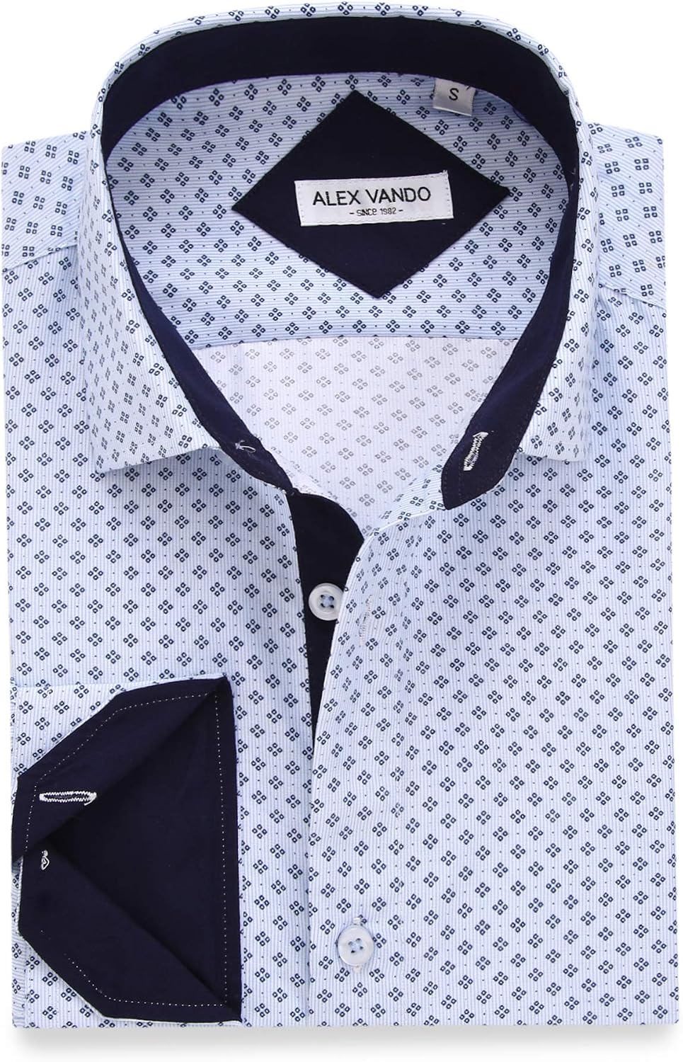 HOTAlex Vando Mens Printed Dress Shirts Regular Fit Casual Button Down Shirt | Wrinkle resistant, Machine washable, Contrast on inner collar & cuff, True-to-size cut, Business & Daily, Easy outfit pairing