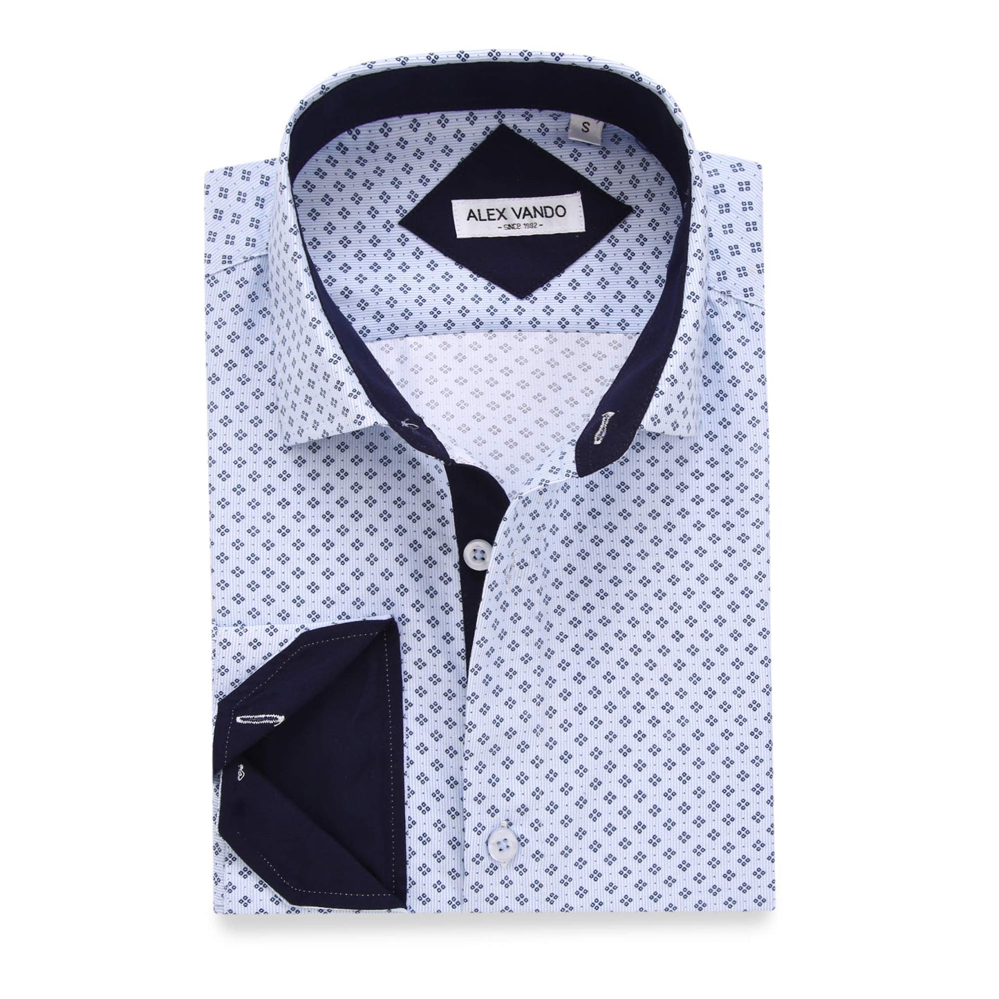 HOTAlex Vando Mens Printed Dress Shirts Regular Fit Casual Button Down Shirt | Wrinkle resistant, Machine washable, Contrast on inner collar & cuff, True-to-size cut, Business & Daily, Easy outfit pairing