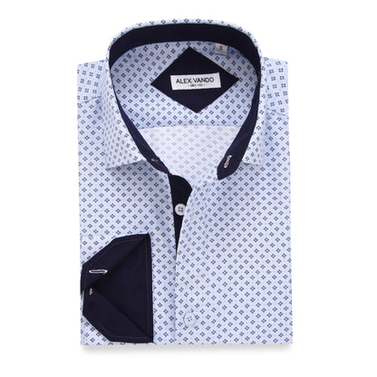HOTAlex Vando Mens Printed Dress Shirts Regular Fit Casual Button Down Shirt | Wrinkle resistant, Machine washable, Contrast on inner collar & cuff, True-to-size cut, Business & Daily, Easy outfit pairing