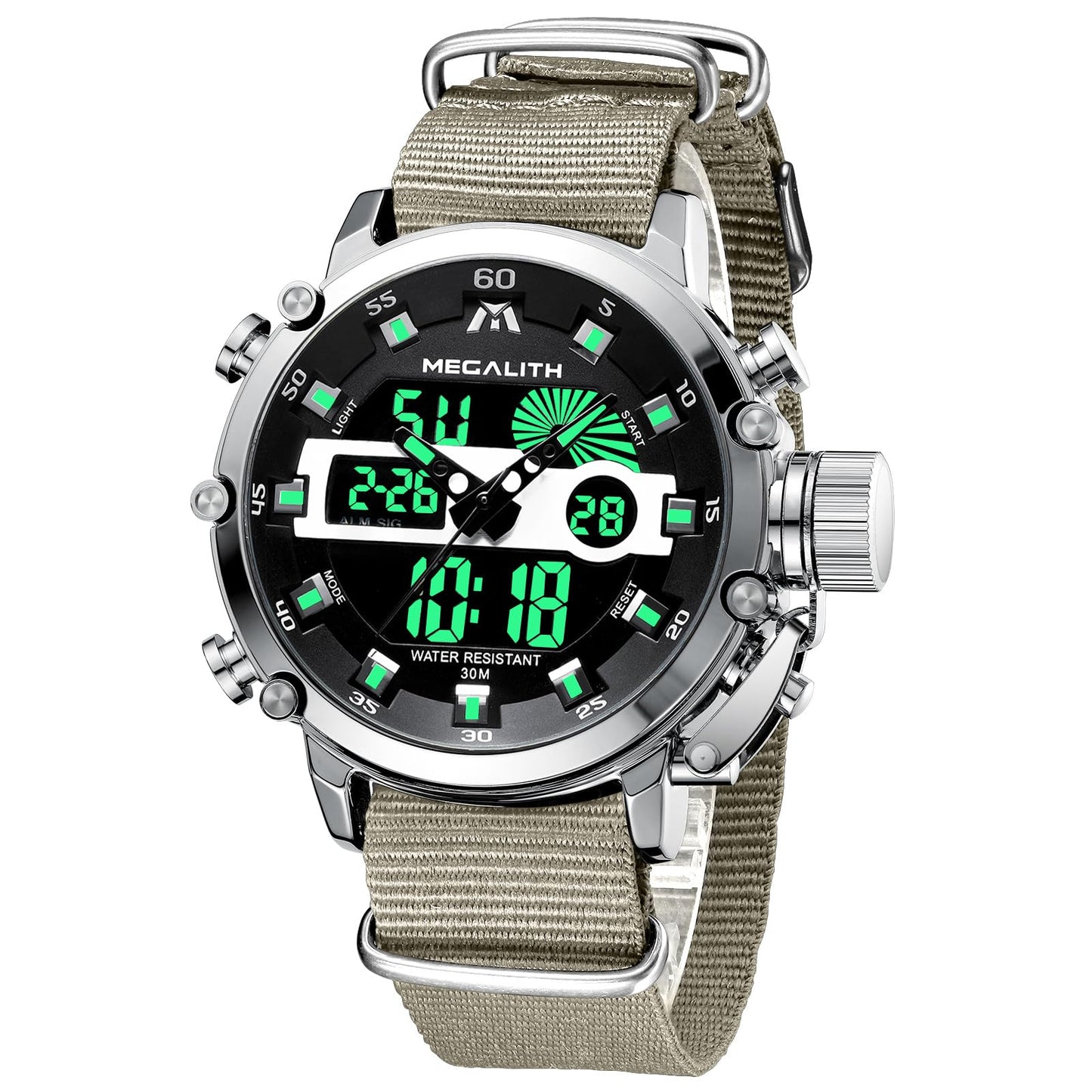 HOTMEGALITH Military Watches for Men Digital: Tactical Analog Sport Wristwatch | Dual Time Display, Waterproof, Heavy Duty Watch, LED Alarm Stopwatch, Date, Gifts for Husband Father, Anniversary Birthday