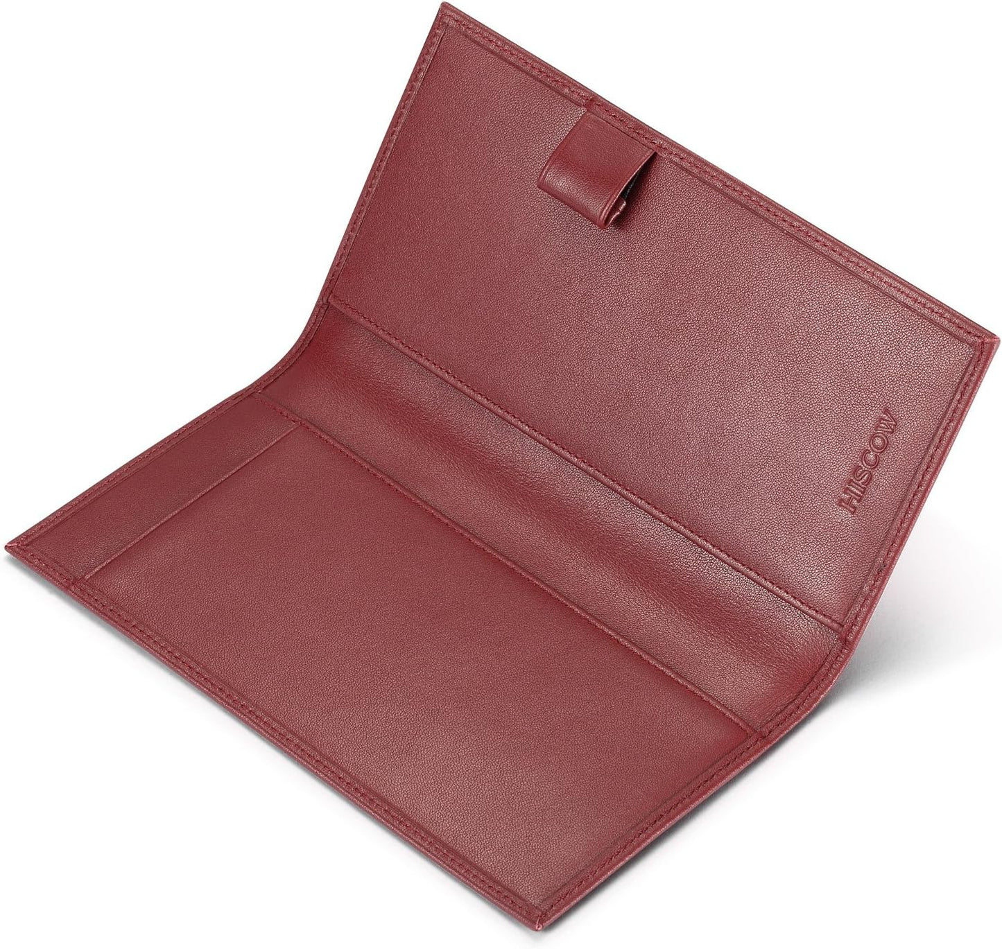 HOTHISCOW Leather Checkbook Cover for Duplicate Checks with Pen Holder | Full grain cowhide, personal check book & register pockets, removable vinyl divider, durable stitching, gifts for women men
