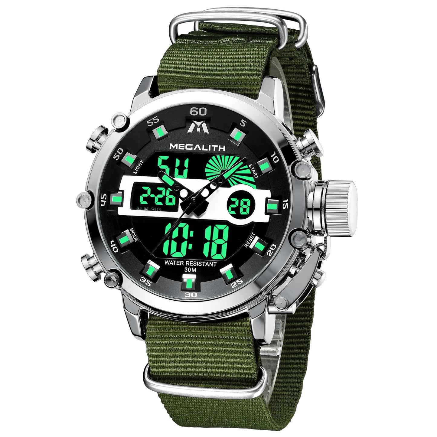 HOTMEGALITH Military Watches for Men Digital: Tactical Analog Sport Wristwatch | Dual Time Display, Waterproof, Heavy Duty Watch, LED Alarm Stopwatch, Date, Gifts for Husband Father, Anniversary Birthday