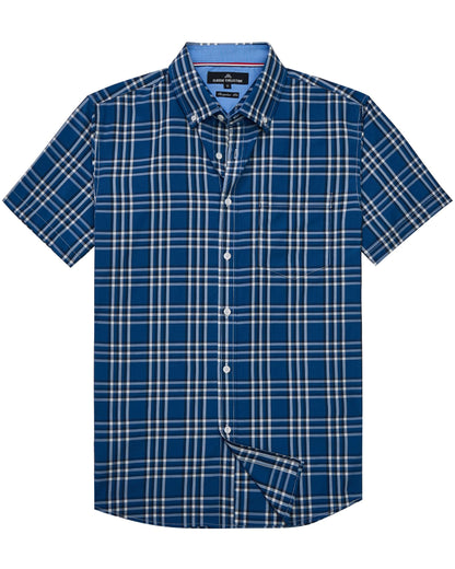 HOTAlimens & Gentle Plaid Mens Short Sleeve Button Down Shirts with Pocket | Lightweight,Button-Down Collar,Regular Fit,Excellent Colors,Breathable,Casual,Cotton Blend,Easy Care
