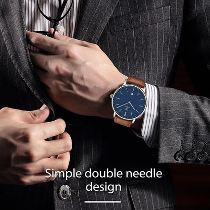 HOTBEN NEVIS Watch, Mens Watch, Minimalist Fashion Simple Wrist Watch Analog Date with Leather Strap