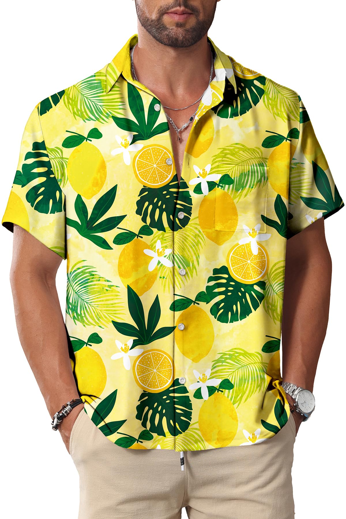 HOTKYKU Hawaiian Shirt for Men: Beach Vacation Summer Short Sleeve Button Down Mens Shirts Casual Stylish