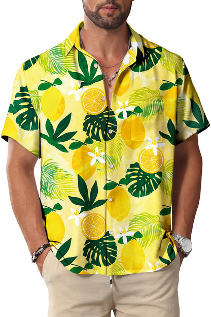 HOTKYKU Hawaiian Shirt for Men: Beach Vacation Summer Short Sleeve Button Down Mens Shirts Casual Stylish
