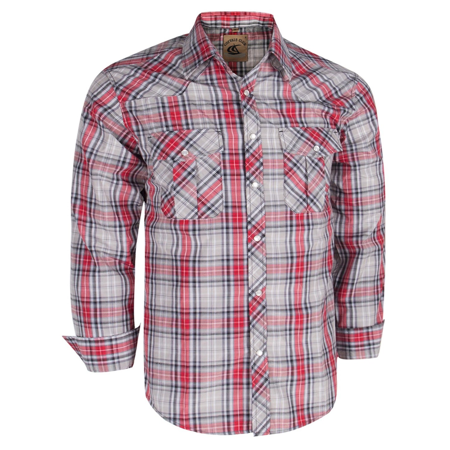HOTCOEVALS CLUB Men's Western Pearl Snap Button Up Casual Cowboy Long Sleeve Two Pockets Work Shirts