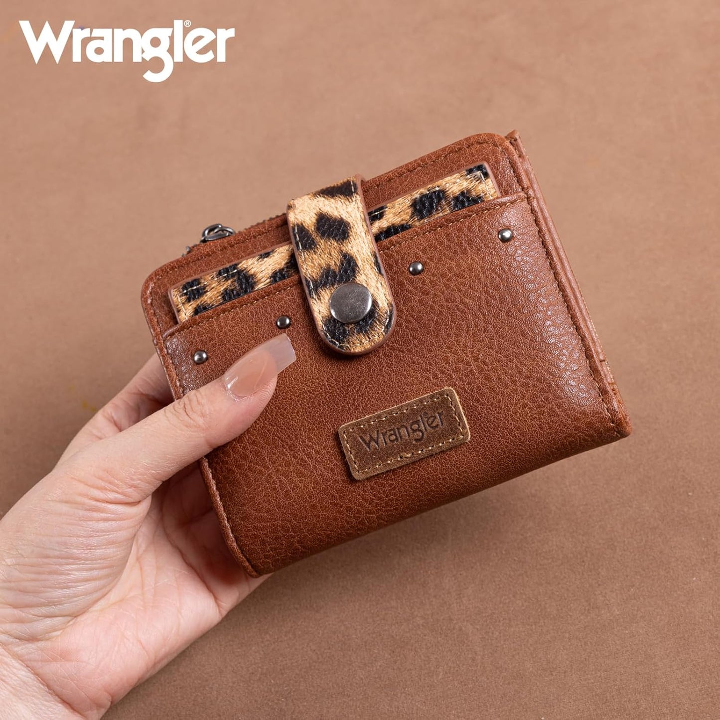 HOTMontana West X Wrangler Small Womens Wallet Leopard Print Women's Wallets, Card Cases & Money Organizers Small Bifold Card Wallet with Removable ID Window