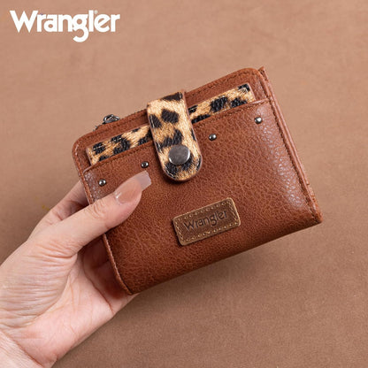 HOTMontana West X Wrangler Small Womens Wallet Leopard Print Women's Wallets, Card Cases & Money Organizers Small Bifold Card Wallet with Removable ID Window