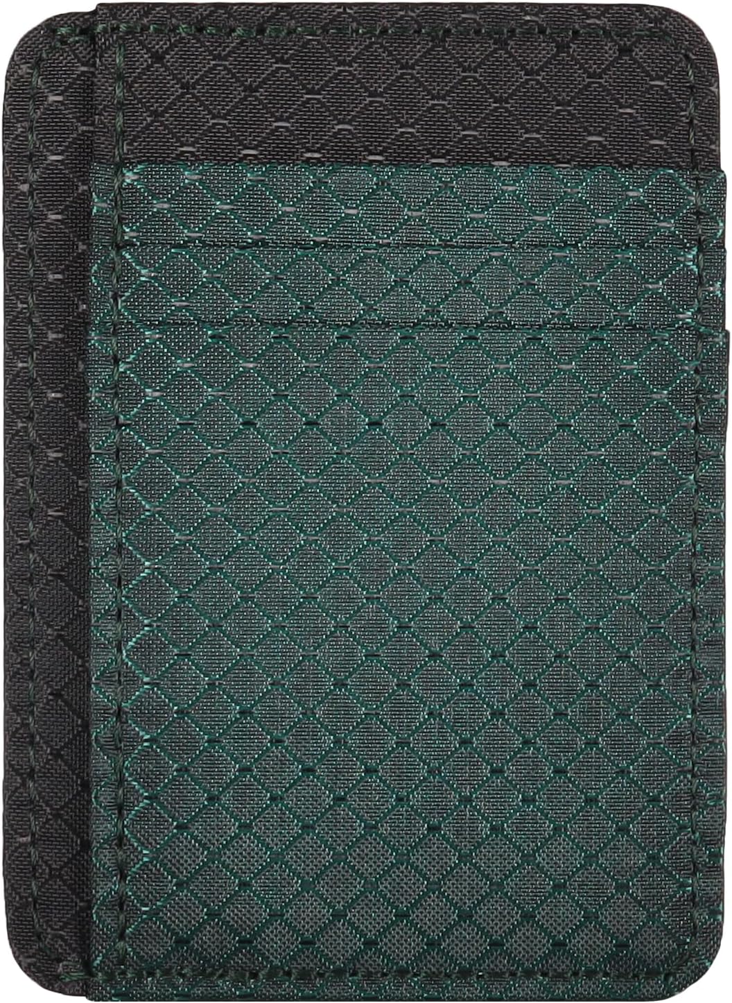 HOTRipstop Minimalist Fabric Front Pocket Wallet, Nylon and Polyester Ripstop Fabric Card and Cash Holder Wallet Handmade in California (Green & Black)