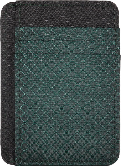 HOTRipstop Minimalist Fabric Front Pocket Wallet, Nylon and Polyester Ripstop Fabric Card and Cash Holder Wallet Handmade in California (Green & Black)