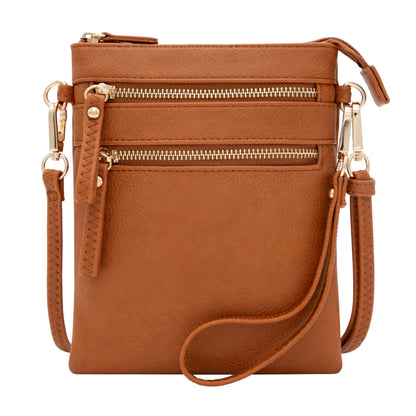 HOTSolene Small Crossbody Bag for Women, Multi Zip Pockets with Detachable Wristlet, Lightweight Travel Purse, Cell Phone Pouch
