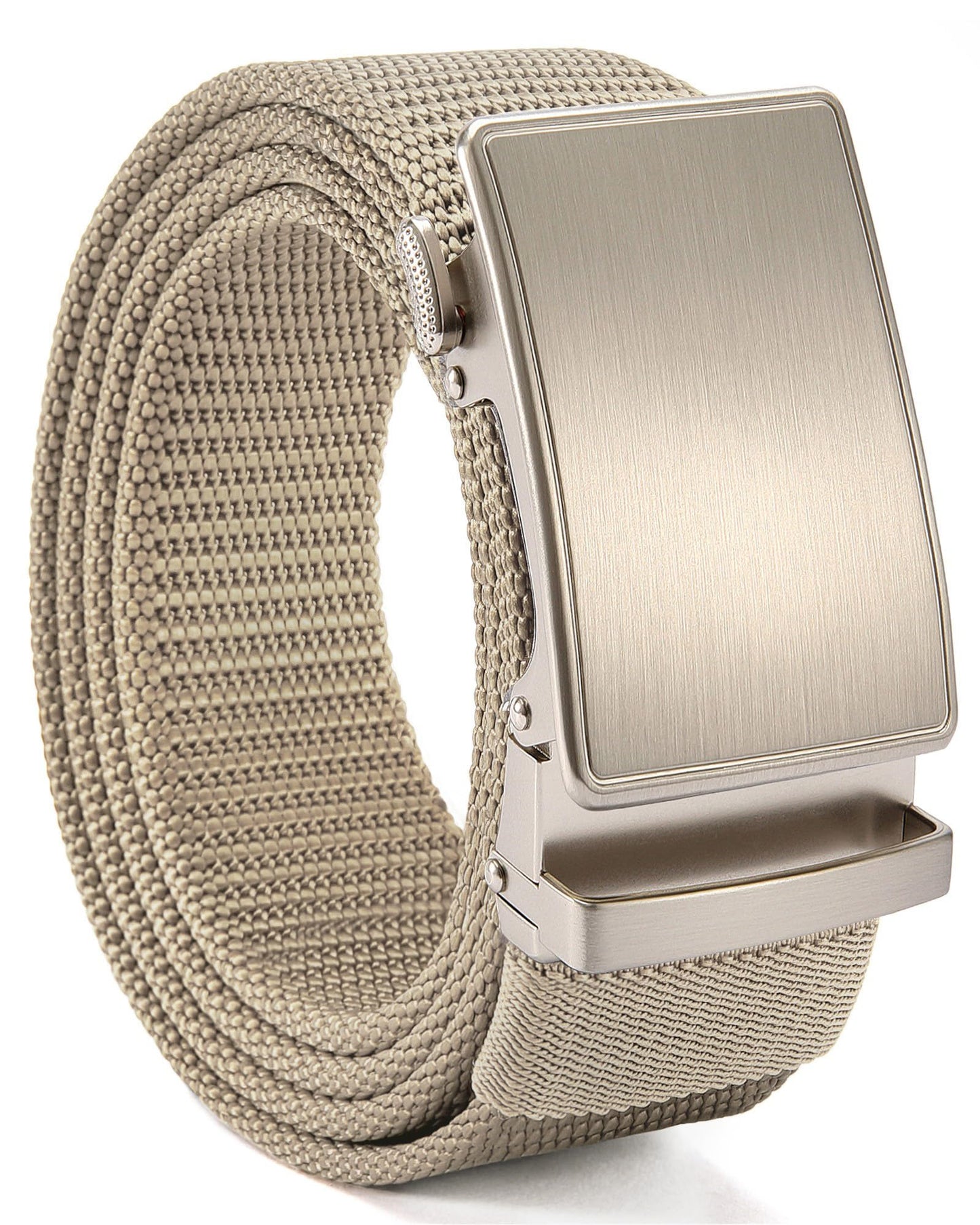 HOTCHAOREN 1.5" Nylon Ratchet Belts for Men - Adjustable Casual Work Belt with Slide Buckle - Trim to Fit