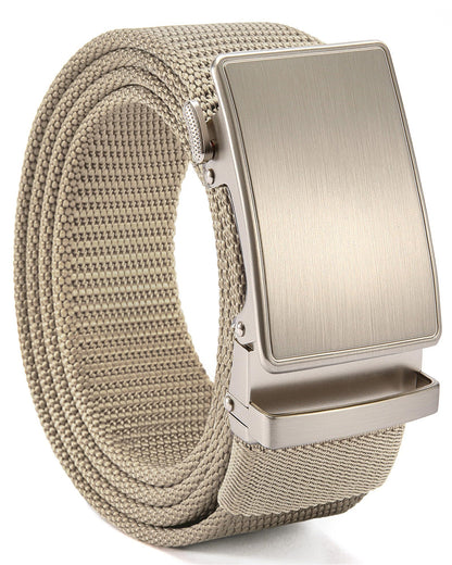 HOTCHAOREN 1.5" Nylon Ratchet Belts for Men - Adjustable Casual Work Belt with Slide Buckle - Trim to Fit