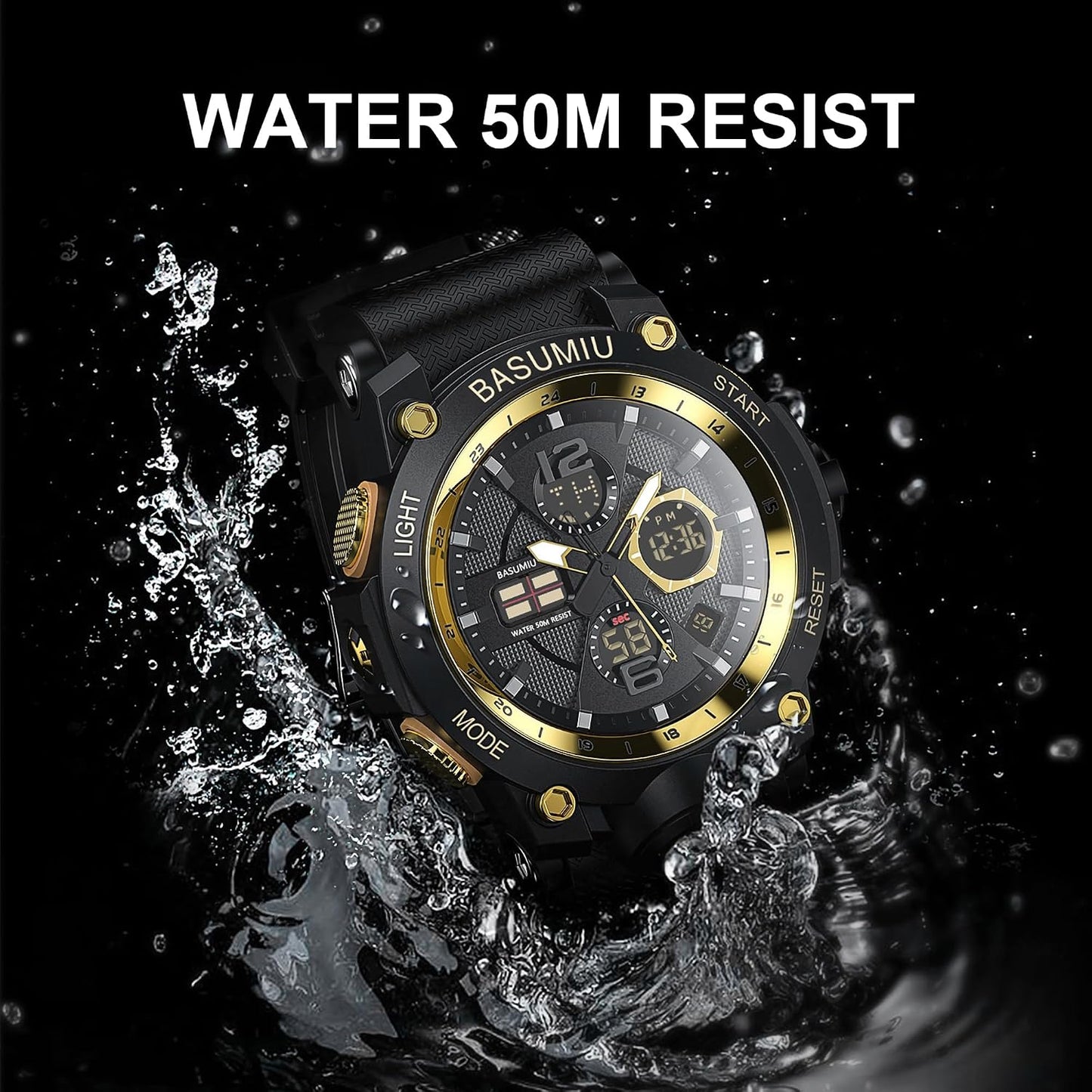 HOTGold Military Dive Tactical Digital Man Watches for Men Nice Luxury Waterproof Diver Mens Watches Work Black Sports