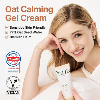 HOTPURITO Oat Calming Gel Cream | Face Moisturizer for Blemish Calm & Lightweight Hydration | All skin types, sensitive and blemish-prone skin | Non-Comedogenic | Korean Skincare, 100mL, 3.38 fl.oz