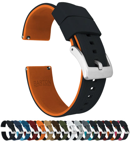 HOTBARTON Elite Silicone Watch Bands - Quick Release - Choose Strap Color & Buckle Color (Stainless Steel, Black PVD or Gunmetal Grey) - 18mm, 20mm, 22mm & 24mm Watch Straps