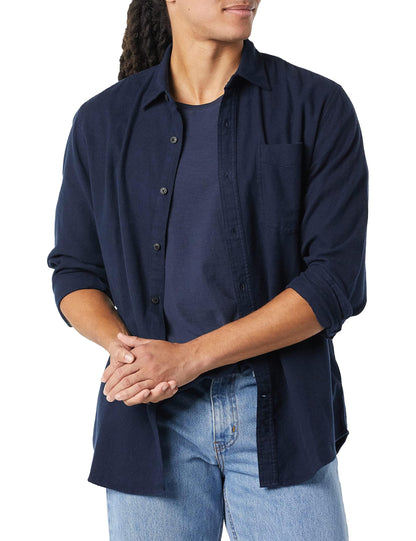 HOTAmazon Essentials Men's Regular Fit Long-Sleeve Flannel Shirt, Soft Brushed Cotton, Lightweight yet Warm
