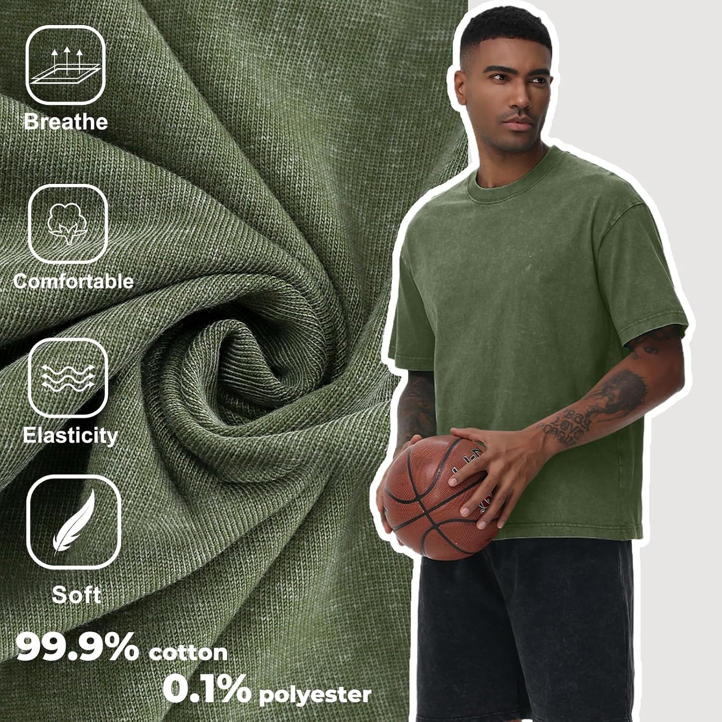 HOTMen's Cotton T-Shirts Oversized Unisex Short Sleeves Casual Loose Wash Solid Basic Tee Tops