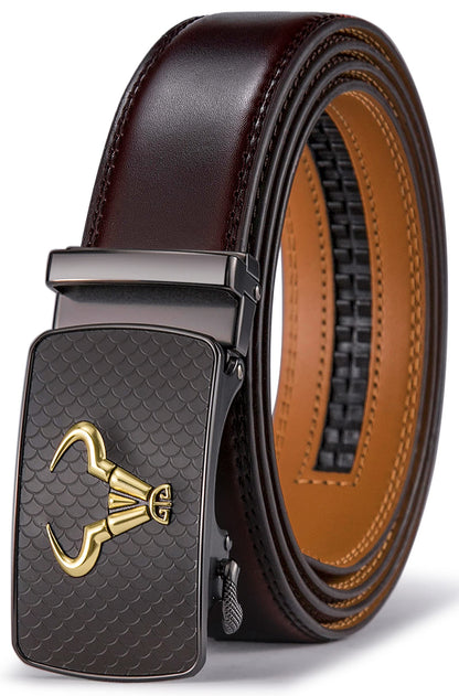 HOTBULLIANT Men's Belt,Brand Ratchet Belt Of Genuine Leather For Gift Men Dress,Size Customized