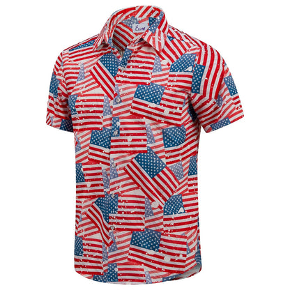 HOTEUOW Men's Hawaiian Shirt Short Sleeve Printed Button Down Beach Shirts