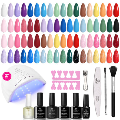 HOTBeetles Gel Nail Polish Kit with U V Light - 80Pcs 55 Colors Gel Nail Kit | Color Enchantment with Everything Base Top Coat Beginner Starter at Home Nails Kit Manicure DIY Salon Tools Gifts for Women