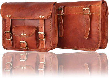HOT2 Side Brown Leather Pouch by Leather Native – Motorcycle Side Pouch for Men and Women – Waterproof Saddle Bag Panniers – Vintage and Modern Touring Bag