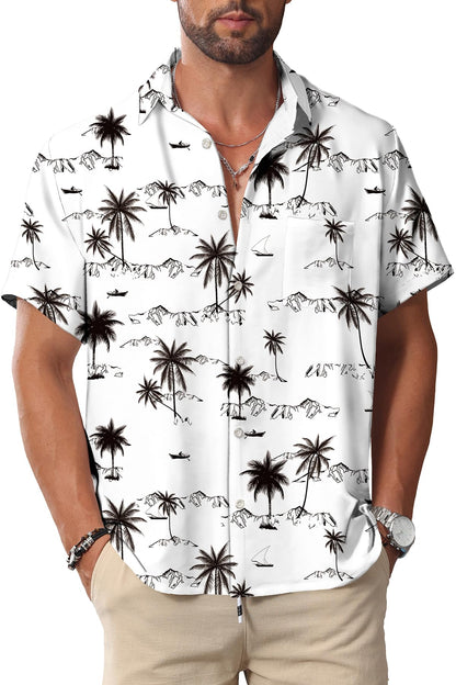 HOTKYKU Hawaiian Shirt for Men: Beach Vacation Summer Short Sleeve Button Down Mens Shirts Casual Stylish