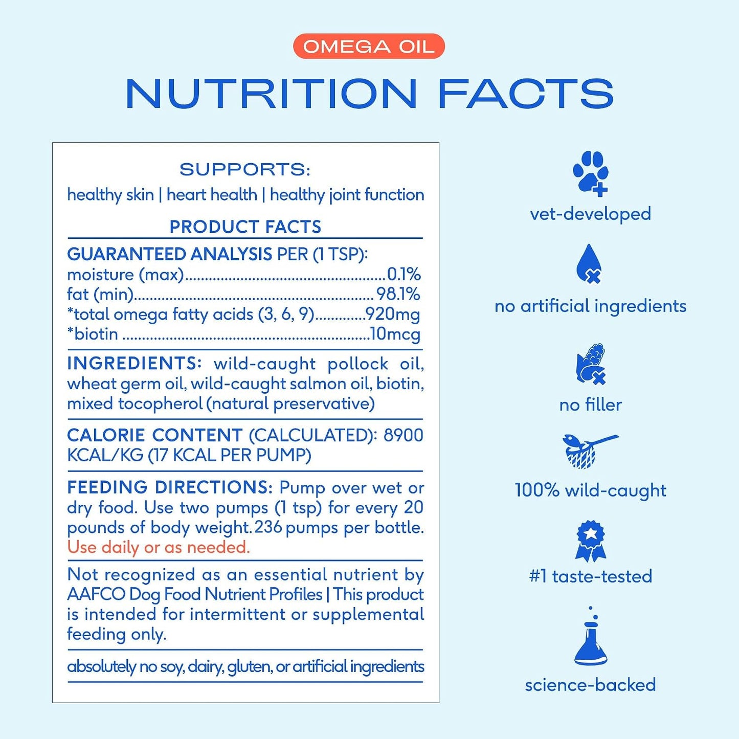 HOTNative Pet Omega 3 Fish Oil for Dogs & Cats – Wild Alaskan Salmon Oil for Dogs Skin and Coat, Supports Joints, Heart & Shedding – Fast-Absorbing Omega 3 6 9 Liquid Supplement – 16oz