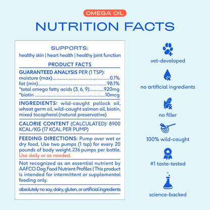 HOTNative Pet Omega 3 Fish Oil for Dogs & Cats – Wild Alaskan Salmon Oil for Dogs Skin and Coat, Supports Joints, Heart & Shedding – Fast-Absorbing Omega 3 6 9 Liquid Supplement – 16oz