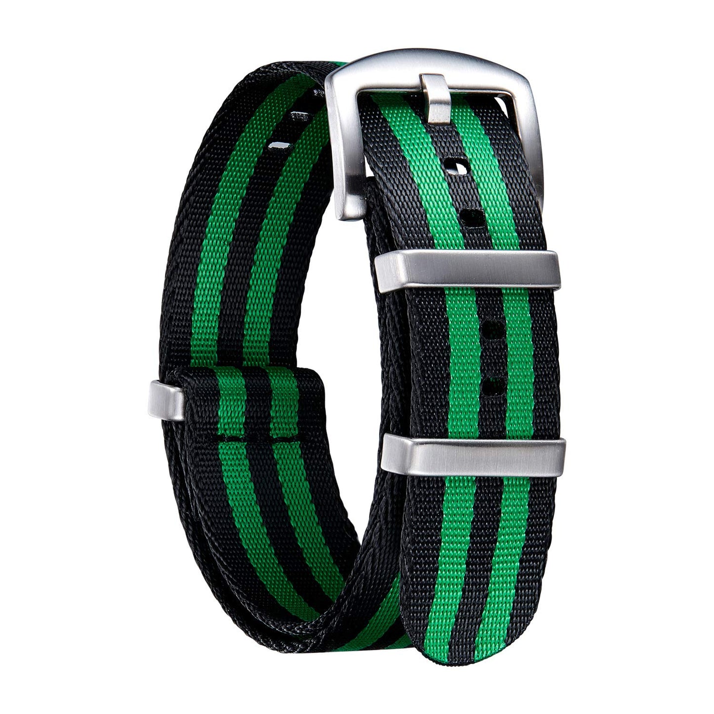 HOTBINLUN Nylon Watch Band 18mm,20mm,22mm,24mm Rugged Military Replacement Watch Straps Silver&Black Stainless Buckle Heavy-Duty Wristband For Traditional Men Women Watches
