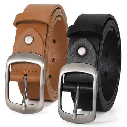 HOTVONMELLI 2 Packs Women Leather Belts for Jeans Fashion Leather Ladies Waist Belt