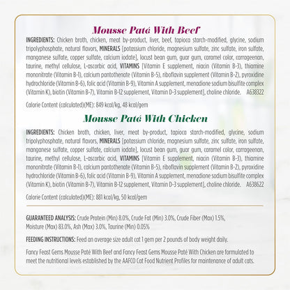 HOTFancy Feast Gems Pate Cat Food Mousse and a Halo of Savory Gravy Wet Cat Food Variety Pack - (Pack of 12) 4 oz. Boxes